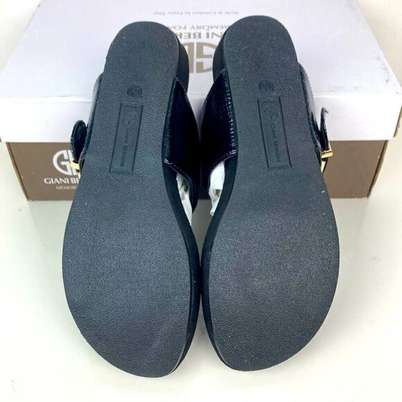 NEW * GIANI BERNINI Black Platform Rivver Wedge Slip On Thong Sandals 6.5 - Picture 12 of 14